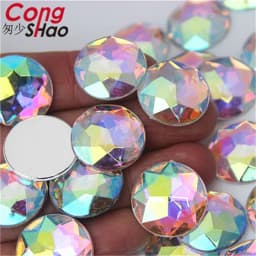 Cong Shao 20pcs 20mm Colorful Acrylic Rhinestone Round Flat Back Beads Crystal Stones DIY Costume Jewelry Crafts Scrapbook ZZ751