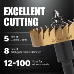 12-100mm HSS Titanium Coated Hole Saw Drill Bit For Stainless Aluminum Alloy Metal With Pilot Drill High Speed Steel Drill Bits