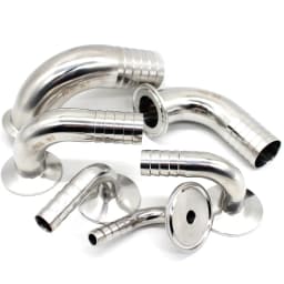 SAP 19/25/32/38/51mm SS304 Sanitary Hose Barb Pipe Fitting 1.5/2" Tri Clamp 90 Degree Elbow Hose Adaptor Clamp Hose Barb Fitting