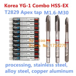 M1.6 M2 M2.5 M3 M4 M5 M6 M8 M10 M12 M14 M16 M`8 M20 M22 M24 M27 M30 100% Korea YG-1 T2829 Combo HSS-EX Apex Tap