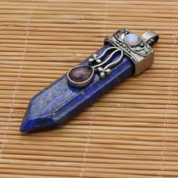 Natural Amethysts Pink Quartz Stone Sword Pendant Lapis Lazuli Onyx Charms Women Jewelry Making DIY Necklace Gift Size 16x57mm