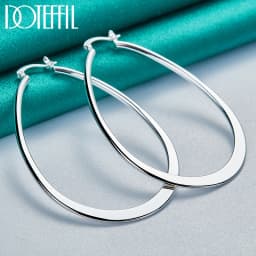 DOTEFFIL 925 Sterling Silver Smooth Big Circle Hoop Earring Women Party Gift Fashion Charm Wedding Jewelry