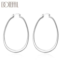 DOTEFFIL 925 Sterling Silver Smooth Big Circle Hoop Earring Women Party Gift Fashion Charm Wedding Jewelry