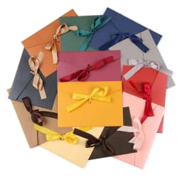 10Pcs/Set Creative Bow Envelope Retro Greeting Card Bags Multicolor Pearlescent Paper Envelop Ribbon Mailer For Wedding Invited