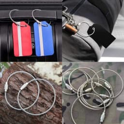 10pcs Colorful Stainless Steel Wire Keychain Cable Key Ring Loop Connector for Hanging Luggage Tags ID Tags Outdoor Hiking