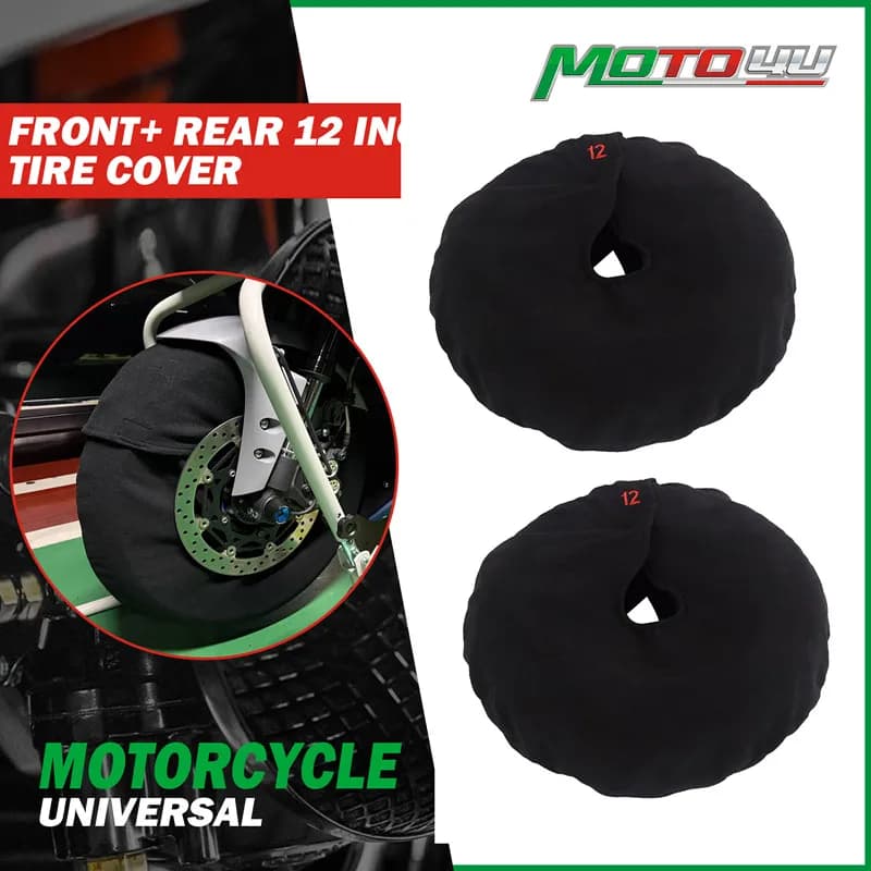 2PCS Motorcycle 10'/12'/17' Warmers Tire Cover Polar Fleece Windbreak Tire Cover Windbreak Wheel Tire Protective Tyre Accessorie