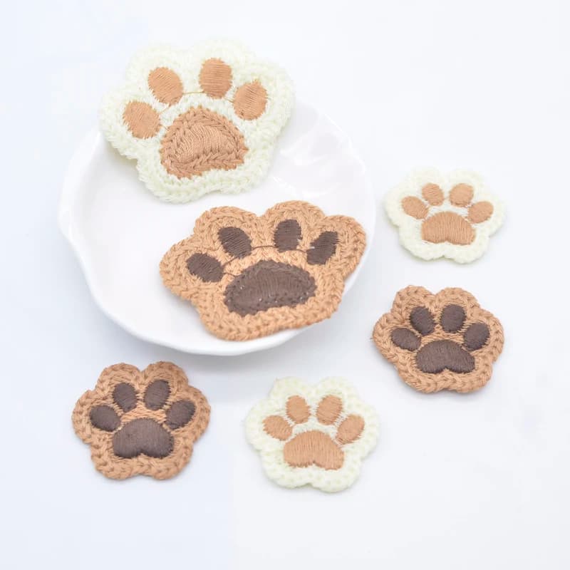 10Pcs Cartoon Bear Paw Applique for DIY Baby Clothes Hat Shoes Sewing Patches Headwear Hair Loop Clips Decor Accessories