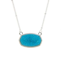 Resin Oval Druzy Pendant Necklace Gold Color Chain Drusy Hexagon Style Necklaces Luxury Designer Brand Fashion Jewelry for Women