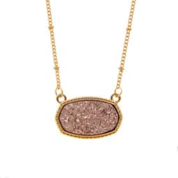 Resin Oval Druzy Pendant Necklace Gold Color Chain Drusy Hexagon Style Necklaces Luxury Designer Brand Fashion Jewelry for Women