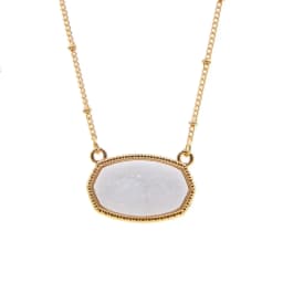Resin Oval Druzy Pendant Necklace Gold Color Chain Drusy Hexagon Style Necklaces Luxury Designer Brand Fashion Jewelry for Women