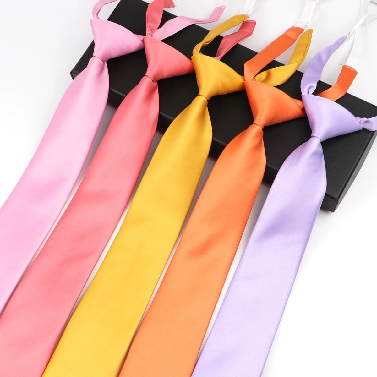 Exclusive Macaron Color Pre-tied Lazy Tie For Boys Girls Student 6cm Slim Narrow School Uniform Kids Necktie Pink Green Blue Tie