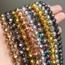 46 Style Natural Stone Bead Gold Silver Color Hematite Round Faceted Beads For Jewellery Making Bracelet Necklace 15'' Strands