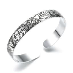 925 Sterling Silver Jewelry Retro Silver Leaf Black Bracelet Men Women New Jewelry Fashion Retro High-quality Bangles