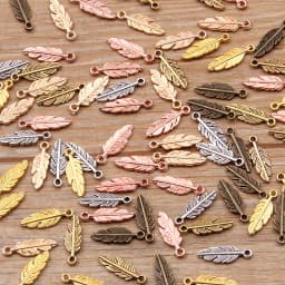80Pcs 2023 New 5*15mm 9 Color Metal Zinc Alloy Two-sided MINI Leaves Charms Fit Jewelry Plant Pendant Makings DIY Handmade Craft
