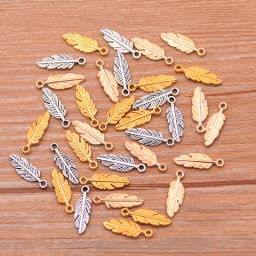 80Pcs 2023 New 5*15mm 9 Color Metal Zinc Alloy Two-sided MINI Leaves Charms Fit Jewelry Plant Pendant Makings DIY Handmade Craft