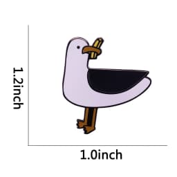 Happiness Is A Seagull with A Stolen Chip Brooch Blessed Bird Lapel Pin Cheeky Gull Cute Badge Pin Theft Accessories