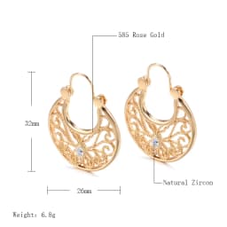 Kinel Earings Fashion Jewelry 2021 Ethnic Natural Zircon Flower Dangle Earrings for Women 585 Rose Gold Unusual Fine Jewelry