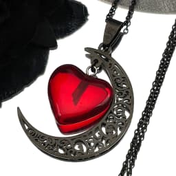 Black Color Stainless Steel Natural Stone Charm Necklace Women Moon Heart Necklace Valentines Jewelry Acero Inoxidable Joyeria