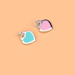 925 Sterling Silver Peach Heart Necklace Blue Heart Pink Heart Pendant women's necklace hand woven jewelry DIY accessories coupl