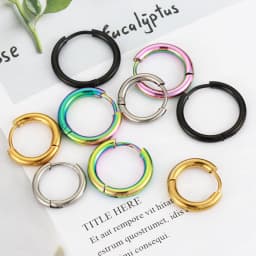 10pcs Stainless Steel Hoop Earrings 2.0mm 2.5mm Ear Ring for Men Women Gold Color Black Colorful Round Circle Earring Wholesale