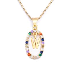Nidin New Hot Sale Colorful 26 Letters A - Z Initial Alphabet Pendant Long Chain Necklace Name Jewelry Women Accessories Gift
