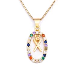 Nidin New Hot Sale Colorful 26 Letters A - Z Initial Alphabet Pendant Long Chain Necklace Name Jewelry Women Accessories Gift