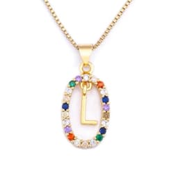 Nidin New Hot Sale Colorful 26 Letters A - Z Initial Alphabet Pendant Long Chain Necklace Name Jewelry Women Accessories Gift
