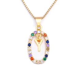 Nidin New Hot Sale Colorful 26 Letters A - Z Initial Alphabet Pendant Long Chain Necklace Name Jewelry Women Accessories Gift