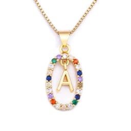 Nidin New Hot Sale Colorful 26 Letters A - Z Initial Alphabet Pendant Long Chain Necklace Name Jewelry Women Accessories Gift