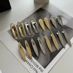 2pc Gold and Silver Alloy Solid Color Hollow Out Hair Side Clips Hairpin for Women Hair Accessories Headwear Ornament