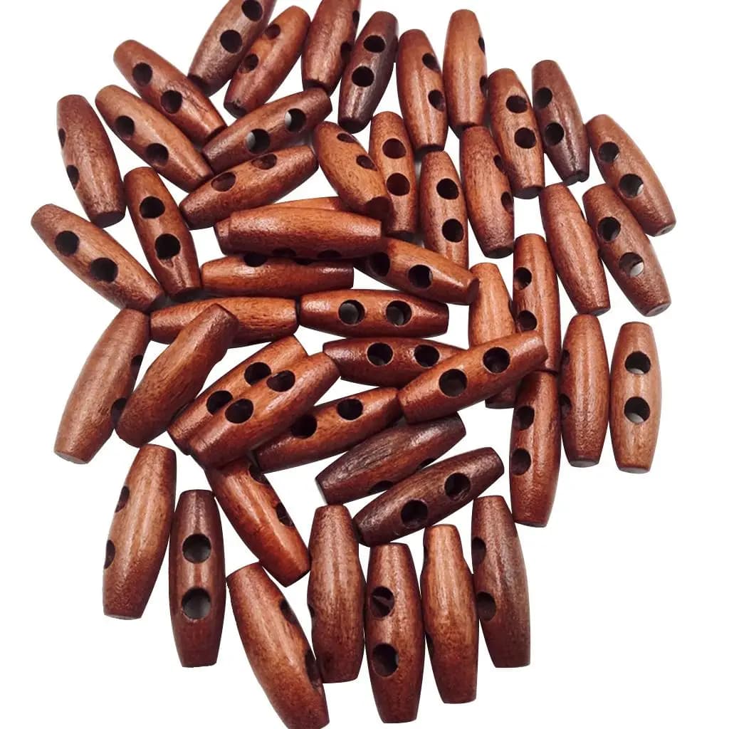 50Pcs Wood Toggle Buttons, Sewing Knitting and Crochet Perfect for Outwear Coats Knitwear, 30mm Length