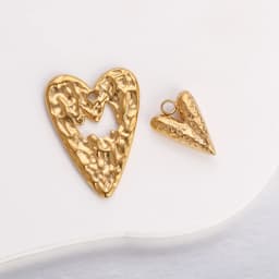 3pcs Stainless Steel Irregular Geometry Heart Charms For Jewelry Embossed Gold Color Plated DIY Earring Necklace Making Supplies