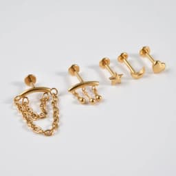 1PC-5PCS Surgical Steel Ear Cartilage Drop Chain Lip Studs Gold/Silver Labret Tragus Helix Earring Daith Lobe Piercing Jewelry