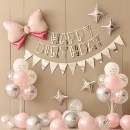 36PCS Pink and Silver Simple Birthday Balloon Party Decorative Set