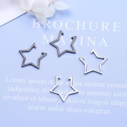 Star Fake Hoops Non Without Piercing Clip Earrings Ear Cuff Girl Helix Cartilage Black Silver Color Women Men Earrings Clip On