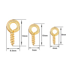 200pcs Small Tiny Mini Eye Pins Eyepins Hooks Eyelets Screw Threaded Gold Clasps Hooks Jewelry Findings For Making DIY