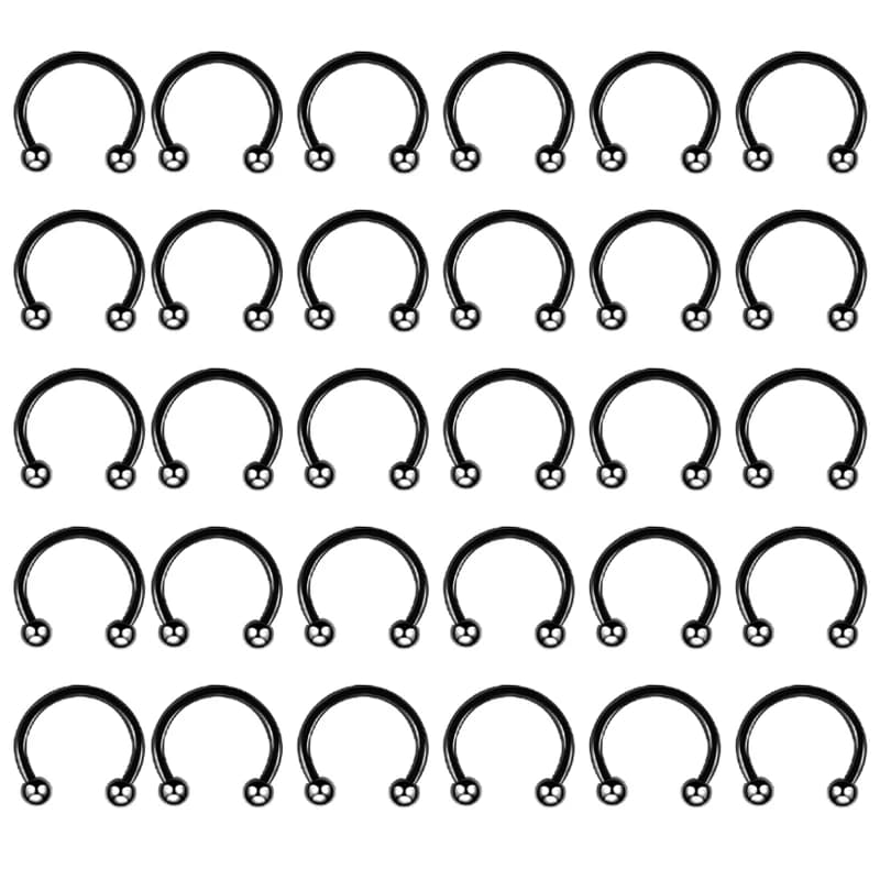 30PCS/Lot Surgical Steel Nose Rings Hoop Nostril Nariz Piercing Septum Ring Horseshoe Fake Tragus Earring Body Jewelry Gift