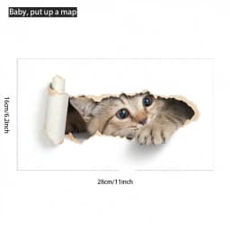 Torn Peeping Kitten Toilet Sticker 3D Effect Bathroom Toilet Seat Waterproof Sticker Self-Adhesive