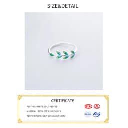 Green Leaf Handmade Creative BFCLUB Silver Color Temperament Personality Fashion Female Trendy Resizable Opening Rings
