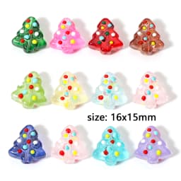 2PCs Lampwork Glass Beads Christmas Tree Multicolor Enamel Bead For DIY Charm Jewelry Making About 16mm x 15mm, Hole: Approx 1mm