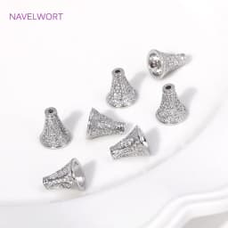 18K Gold Plated Inlaid Zircon Conical Beads Caps Tassel Caps,Separators For Beads,DIY Bracelet Earring Jewelry Making Fittings