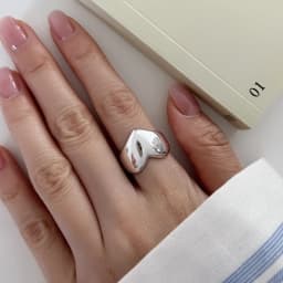 BF CLUB 925 Sterling Silver Simple Heart Rings for Women Couple Fashion Geometric Vintage Handmade Irregular Ring Party Gifts