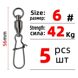 DNDYUJU 5/10PCS Fishing Accessories Connector Pin Bearing Rolling With Hooked Swivel Stainless Steel Snap Fishhook Lure