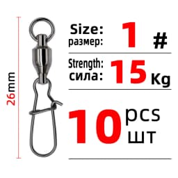 DNDYUJU 5/10PCS Fishing Accessories Connector Pin Bearing Rolling With Hooked Swivel Stainless Steel Snap Fishhook Lure