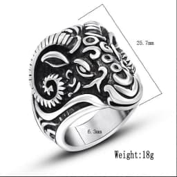 Vintage Gothic Sheep Goat Head Ring for Men Cool Heavy Metal Animal Stainless Steel Ring Fashion Male Punk Biker Rings Jewelry