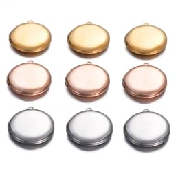 5pcs Mirror Polished Stainless Steel Round Photo Frame Locket Pendant 3 Colors For DIY Charms Jewelry Making Gift 25 * 30MM