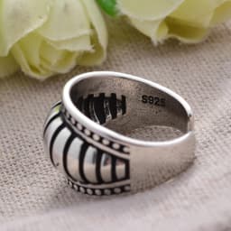 Elegant Hot Sell Stripe Design Thai Silver Ladies Ring Original Jewelry For Women Birthday Gift No Fade