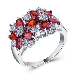 Huitan Hot Sale Cocktail Party Ring Flower Cubic Zirconia Valentine's Day Gift Fashion Jewelry Luxury Rings for Women & Lover