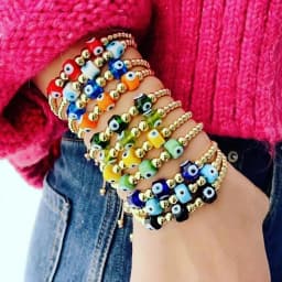 KKBEAD Multi-Color Turkish Evil Eye Bracelets for Women High Quality Gold Plated Beads Bracelets Accessories