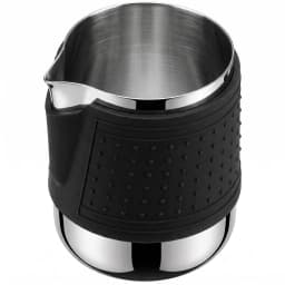 Leeseph Milk Frothing Pitcher Latte Cup,Frothing Cup with Anti-Scald Black Silicone Sleeve Cappuccino Milk Froth,Stainless Steel